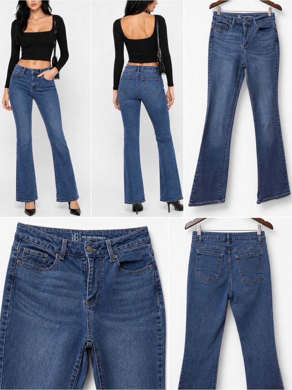 No Boundaries | EUC Y2K Blue Medium Wash High Rise Flare Jeans (size 27)